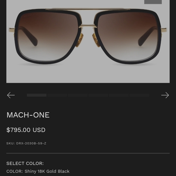 DITA Mach-One Sunglasses in 18k Gold and Black